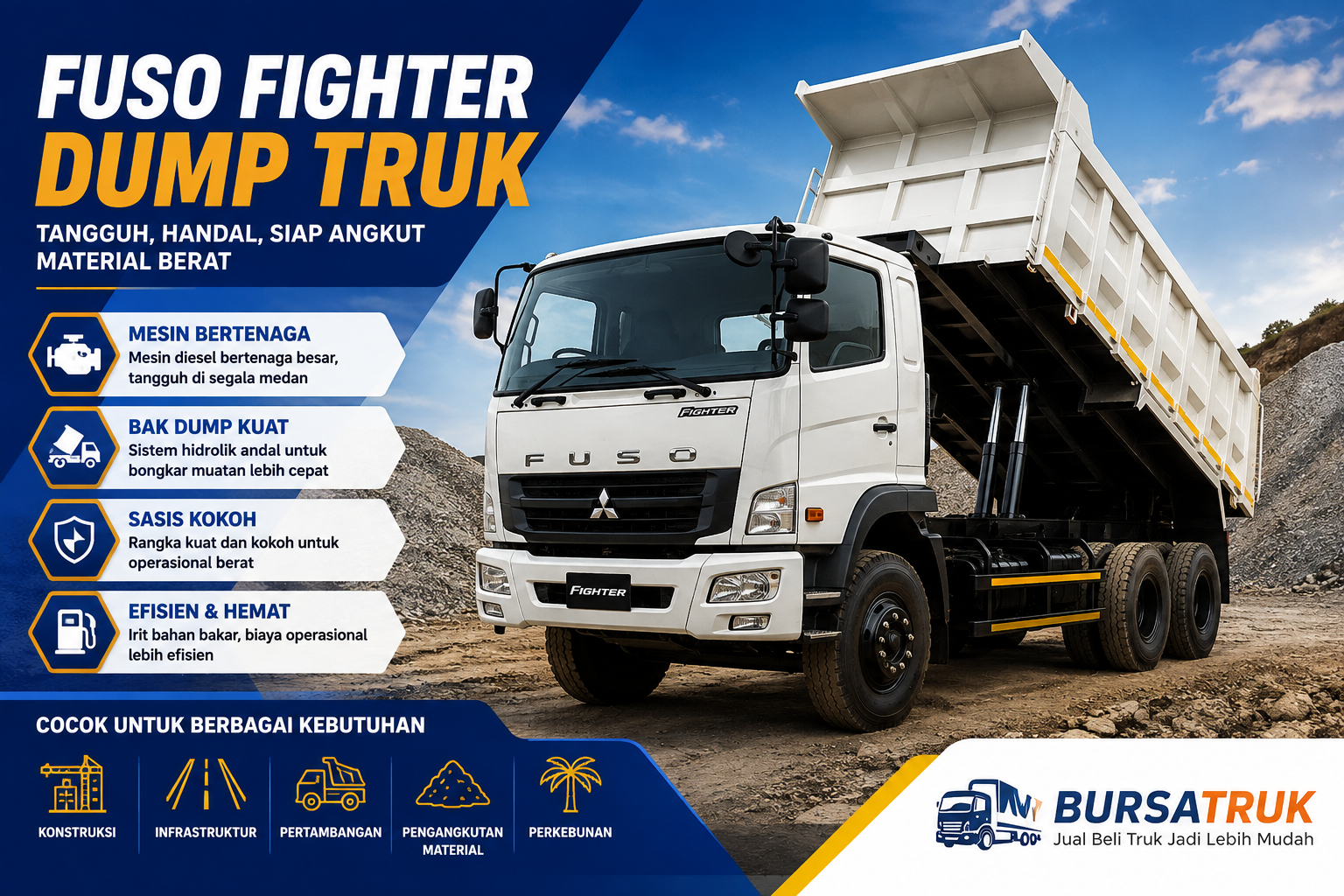 Fuso Fighter Dump Truk: Spesifikasi, Harga & Kapasitas