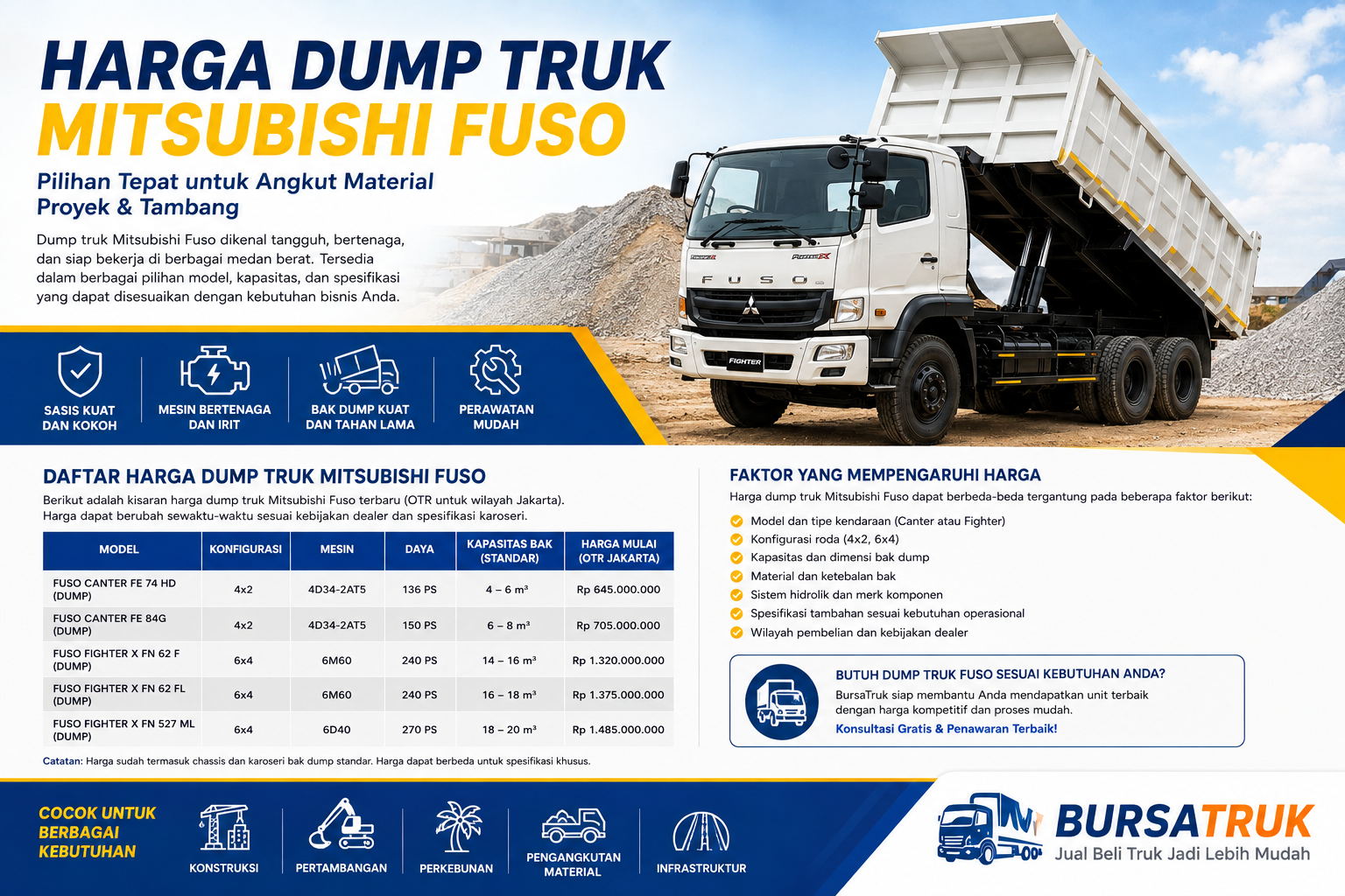 Daftar Harga Dump Truk Mitsubishi Fuso – Pilihan BursaTruk