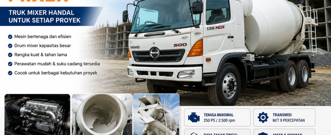 Hino 136 HDX Mixer: Spesifikasi,Sasis, Kapasitas, dan Kegunaannya