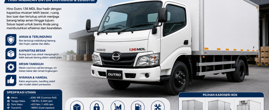 Hino Dutro 136 MDL Box: Harga, Spesifikasi & Ukuran 2026