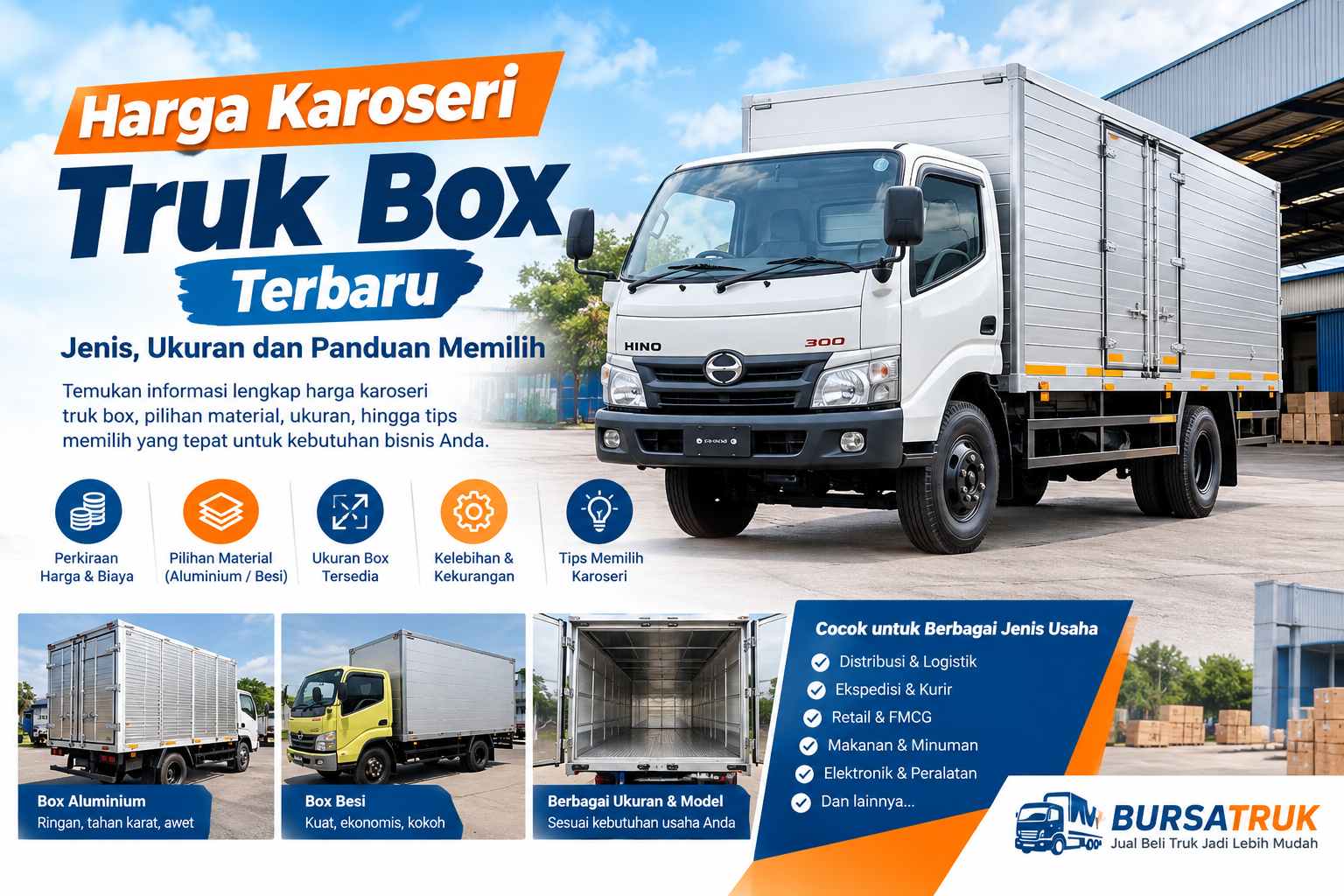 Harga Karoseri Truk Box Terbaru: Aluminium, Besi & Pilihan Ukurannya