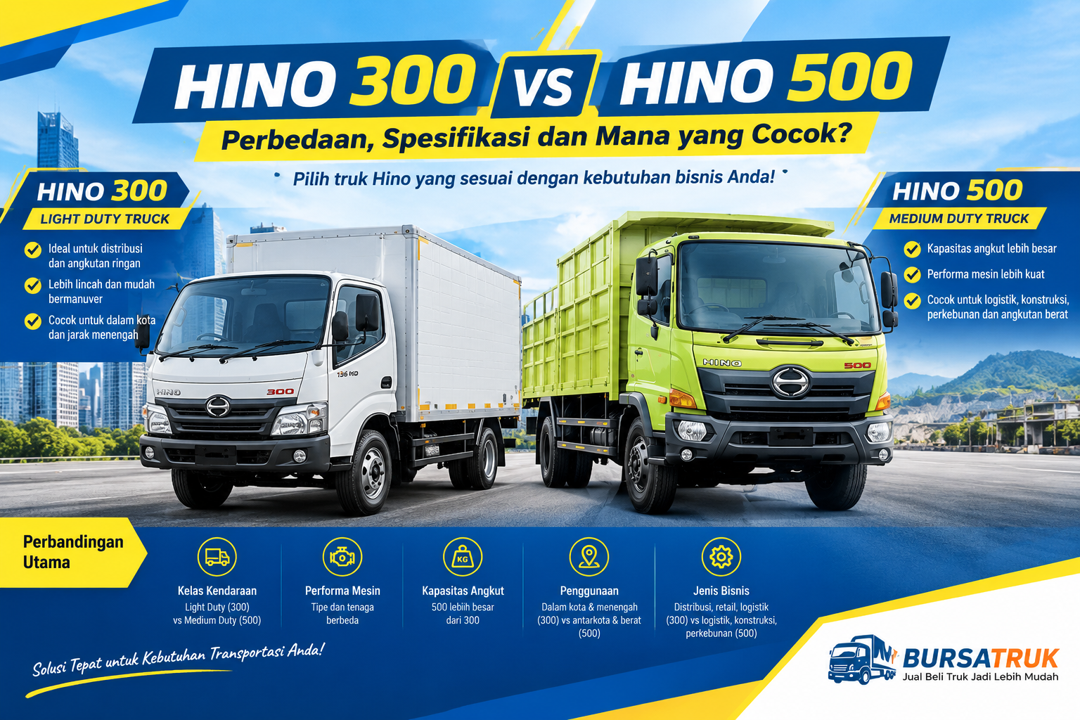 Hino 300 vs Hino 500: Perbedaan, Spesifikasi dan Mana yang Cocok?