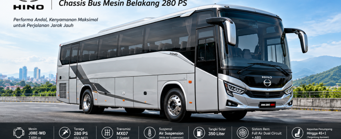 Hino RM 280 ABS: Harga Sasis, Spesifikasi & Kapasitas Bus