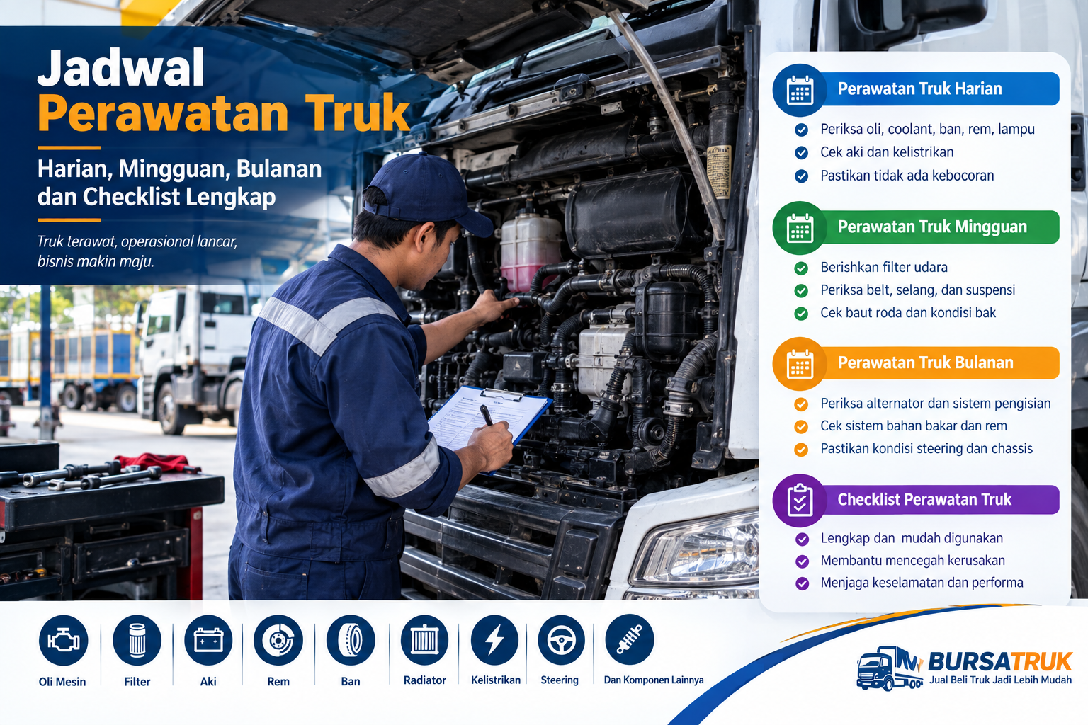 Jadwal Perawatan Truk: Harian, Mingguan, Bulanan & Checklist